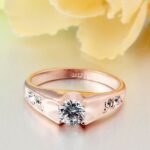 18K Gold Plated Austrian Crystal Wedding Ring M00858