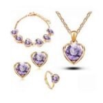 18K Gold Plated Austrian Crystals Rose Jewelry Set M02034