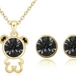 18K Gold Plated Bear Austrian Crystal Purple Jewelry Set M00950