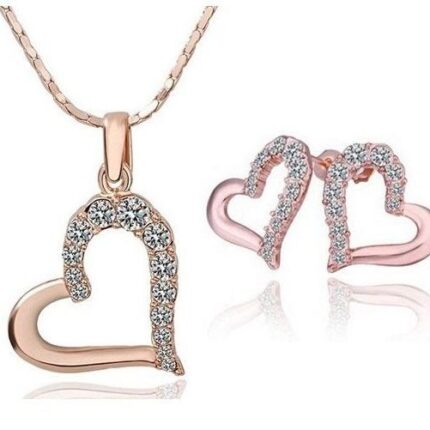 18K Gold Plated Big Heart Rhinestones Crystals Jewelry Set M01122