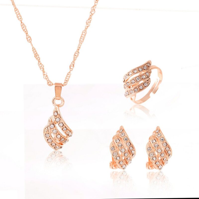 18K Gold Plated Clear Crystal Bride Jewelry Set M01216
