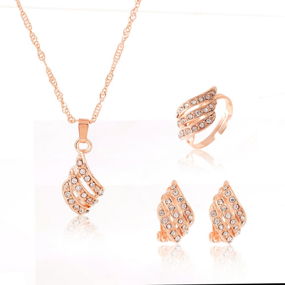 18K Gold Plated Clear Crystal Bride Jewelry Set M01216 1 18K Gold Plated Clear Crystal Bride Jewelry Set M01216