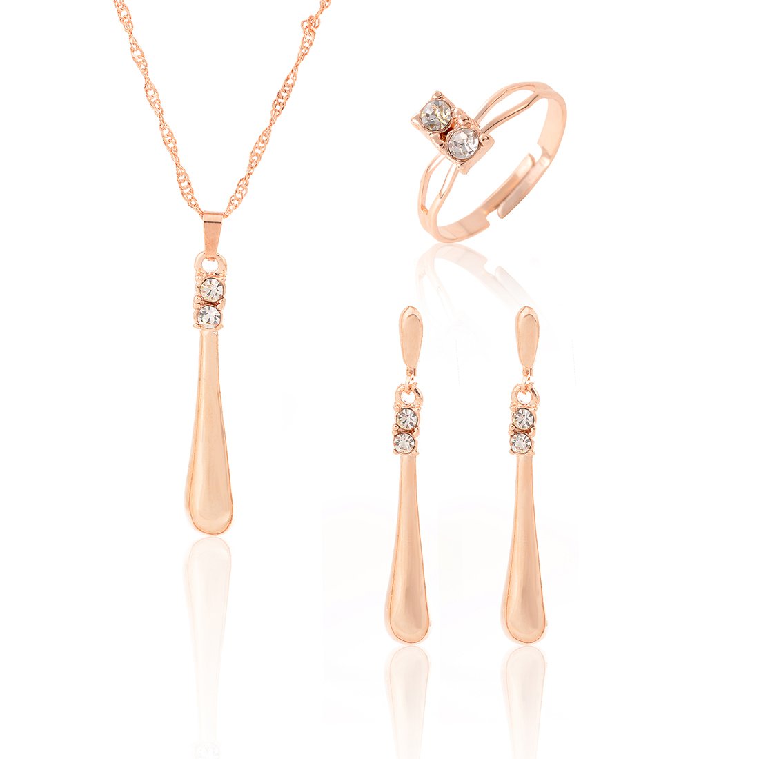 18K Gold Plated Clear Crystals Water drop Jewelry Set M01219 1 18K Gold Plated Clear Crystals Water drop Jewelry Set M01219
