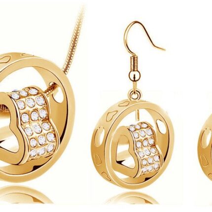 18K Gold Plated Couples Rhinestones Jewelry Set M01156