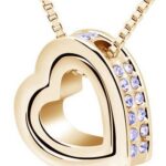 18K Gold Plated Double Heart Violet Necklace Swarovski Elements Crystals M00462