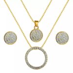 18K Gold Plated Double Pendant Crystals Jewlery Set M02011