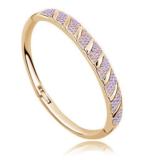18K Gold Plated Full Rhinestone Purple Bracelet M00704
