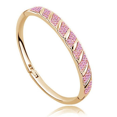 18K Gold Plated Full Rhinestone Rose Bracelet M00705