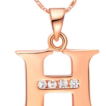 18K Gold Plated H Letter Rhinestone Necklace M00740