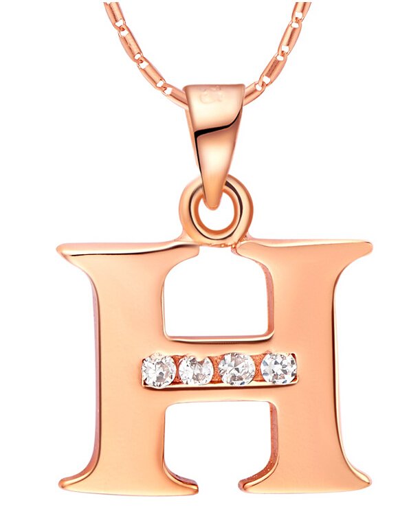 18K Gold Plated H Letter Rhinestone Necklace M00740 1 18K Gold Plated H Letter Rhinestone Necklace M00740