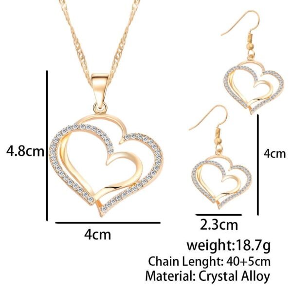 18K Gold Plated Heart Crystals Jewlery Set M02236