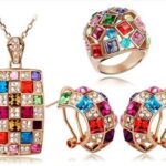 18K Gold Plated Multi Austrian Crystal Jewelry Set M02054