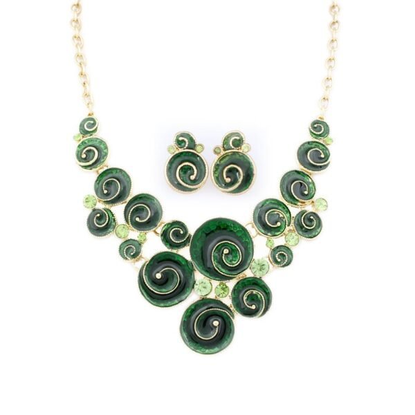 18K Gold Plated Nickle Free Enamel Green Jewelry Set M00406