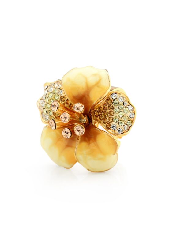 18K Gold Plated Original Swarovski Yellow Ring M02129