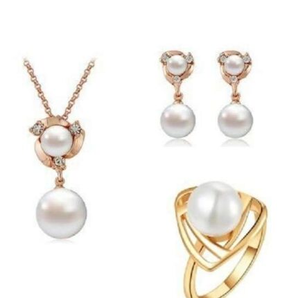 18K Gold Plated Pearl Elegant Wedding Jewelry Set M01058