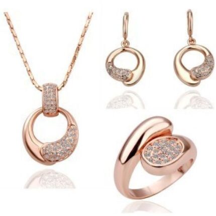 18K Gold Plated Rhinestones Wedding Jewelry Set M01056