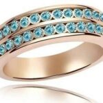 18K Gold Plated Ring Austrian Top Grade Ocean Blue Rhinestones M00308