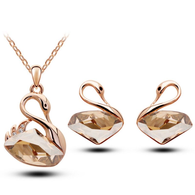 18K Gold Plated Swan Austrian Crystal Yellow Jewelry Set M00977