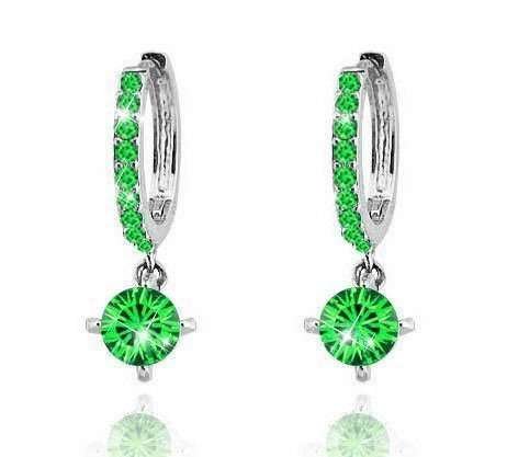 18K Gold Plated Zircon Rhinestones Austrian Crystal Green Earrings M00634