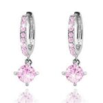 18K Gold Plated Zircon Rhinestones Austrian Crystal Pink Earrings M00629