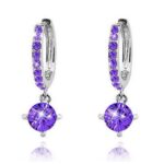 18K Gold Plated Zircon Rhinestones Austrian Crystal Purple Earrings M00628