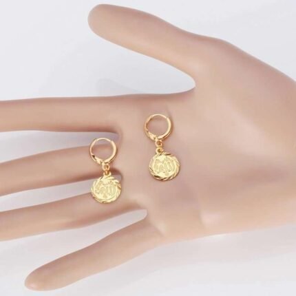 18K Real Gold Plated Allah Luxury Earrings M01484