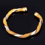 18K Real Gold Plated Environmental Friendly Copper Alloy Bangle M01634