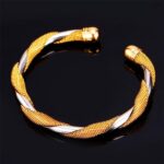 18K Real Gold Plated Environmental Friendly Copper Alloy Bangle M01634