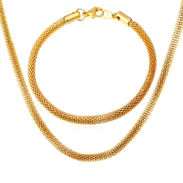 18K Real Gold Plated Environmental Friendly Copper Alloy Jewelry Set M01805