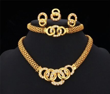 18K Real Gold Plated Environmental Friendly Copper Alloy Jewelry Set M01906