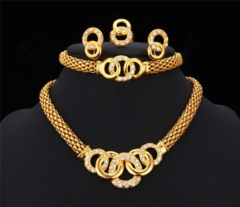 18K Real Gold Plated Environmental Friendly Copper Alloy Jewelry Set M01906