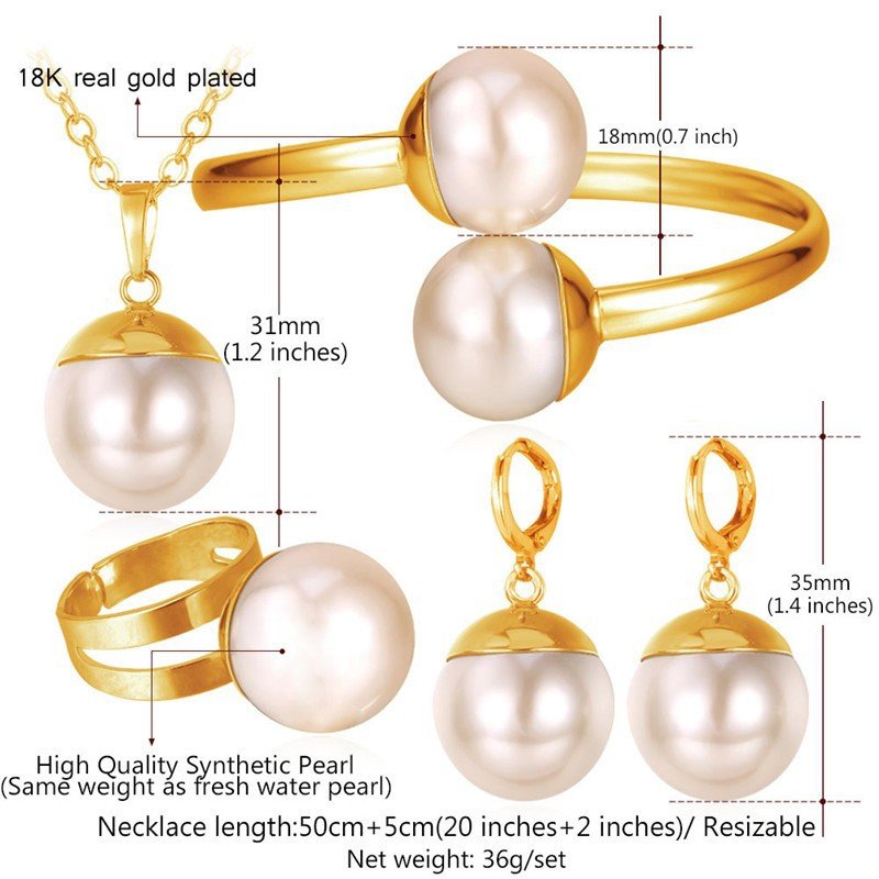 18K Real Gold Plated Fresh Water Pearl 36 Gram Jewellery Set M01466