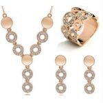 18K Real Gold Plated Rhinestone Crystals Jewellery Set M00748