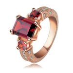 18K Real Rose Gold Plated Austrian Crystal Red Wedding Ring M00947