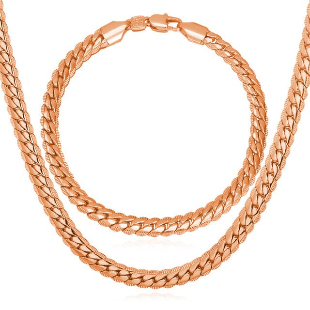 18K Real Rose Gold Plated Environmental Friendly Copper Alloy Jewelry Set M01808