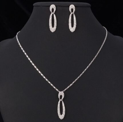 18K Real White Gold Plated Zircon Jewelry Set M02192