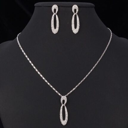 18K Real White Gold Plated Zircon Jewelry Set M02192