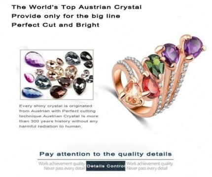 18K Rose Plated 3 Times Genuine Austrian Crystals Ring M01538