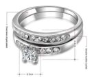 18K White Gold Plated 3 Times Rhinestone and Australian Crystal Wedding Ring M00853