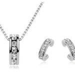 18K White Gold Plated Austrian Crystal Circles Jewelry Set M01046