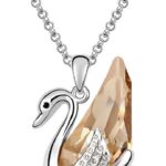 18K White Gold Plated Austrian Crystal Swan Pendant Necklace Yellow M00087