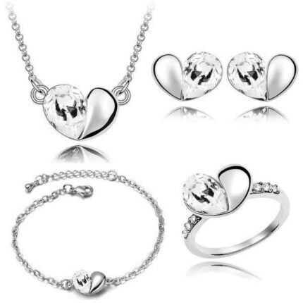 18K White Gold Plated Austrian Crystal and Rhinestone Jewelry Set M01185