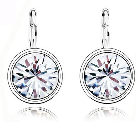 18K White Gold Plated Austrian Crystals Earrings M00795