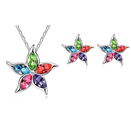 18K White Gold Plated Austrian Crystals Star Jewellery Set M00810