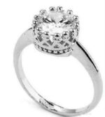 18K White Gold Plated Crown Austrian Crystal Wedding Ring M00909