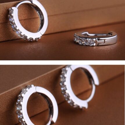 18K White Gold Plated Cubic Zirconia Hoop Earrings M01485