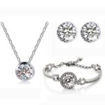 18K White Gold Plated Cubic Zirconia with Rhinestone Crystals Jewellery Set M01403