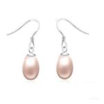 18K White Gold Plated Freshwater Pink Pearl Earrings M01505