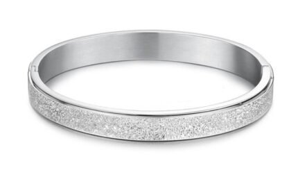 18K White Gold Plated Frosted Romantic Cuff Bracelet M01522