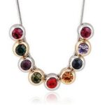 18K White Gold Plated Inlaid Colorful Rhinestone Crystal Necklace M00724